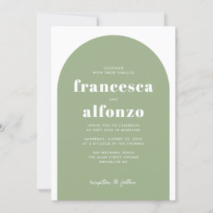 Moderne Sage Green Details UAWG QR Foto Hochzeit Einladung