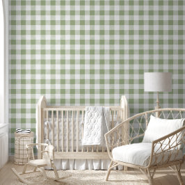 Moderne Sage Green Gingham Karos Tapete