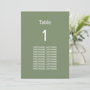 Moderne Sage Green Guest Names Table Card