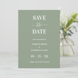 Moderne Sage Green Minimal sparen das Datum Save The Date