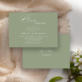 Moderne Sage Green Night Before Probe Dinner Einladung