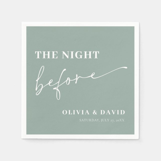 Moderne Sage Green Night Before Probe Dinner Serviette (Vorderseite)