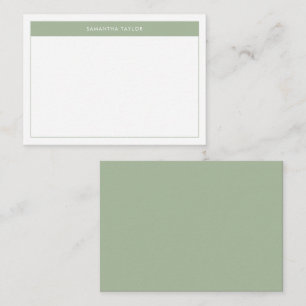 Moderne Sage Green Simple Border Name Budget Mitteilungskarte