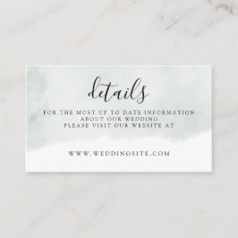 Moderne Sage Green Watercolor Hochzeitsdetails Begleitkarte