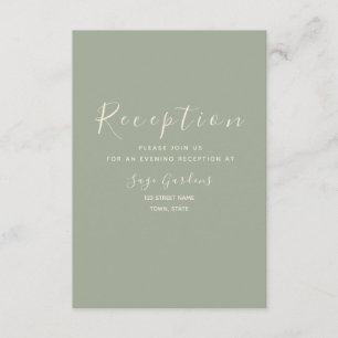 Moderne Sage Green Wedding Reception Enclosure Car Begleitkarte