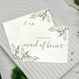 Moderne Sage Greenery Brautjungfer-Einladungskarte Save The Date