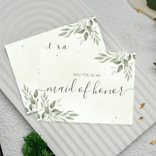 Moderne Sage Greenery Brautjungfer-Einladungskarte Save The Date