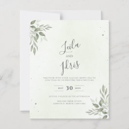 Moderne Sage Greenery Budget-Hochzeitseinladung