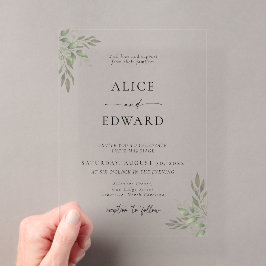 Moderne Sage Greenery Hochzeitsacryl-Einladung Acryleinladungen