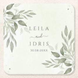 Moderne Sage Greenery Hochzeitsuntersetzer Rechteckiger Pappuntersetzer