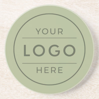 Moderne Sage-Grün-Custom-Business-Logo-Marke Getränkeuntersetzer