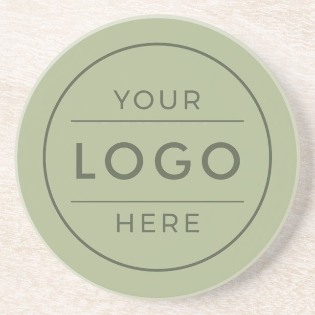 Moderne Sage-Grün-Custom-Business-Logo-Marke Getränkeuntersetzer (Vorne)