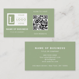 Moderne Sage-Grün-QR-Code-Minimalistisches benutze Visitenkarte