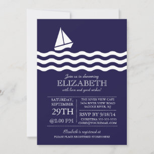 Moderne Sailboat Nautical Baby Dusche Einladung
