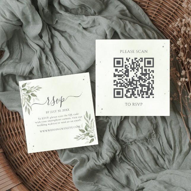 Moderne Salbei-Grünflächen Quadratischer QR-Code R Begleitkarte (Von Creator hochgeladen)