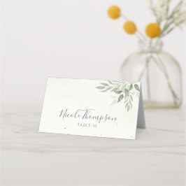 Moderne Salbei-Grünpflanzen gefaltete Hochzeitspla Platzkarte
