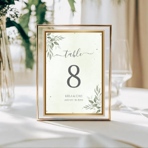 Moderne Salbei-Grünpflanzen-Hochzeitstisch-Nummern Tischnummer