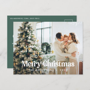 Moderne Salbeigrün-Aquarellpflanzentypografie Feiertagspostkarte