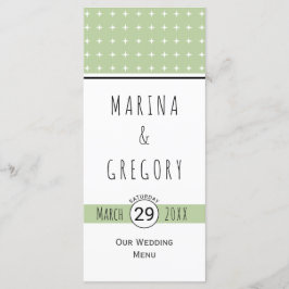 Moderne Salbeigrün Typografie Hochzeitskarte Menükarte