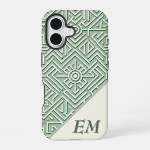 Moderne Salbeigrün und Creme Geometrisch iPhone 16 Hülle