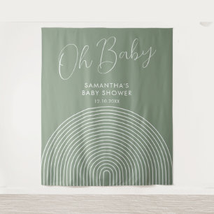 Moderne Salbeigrüne Babyparty-Hintergrunddekoratio Wandteppich