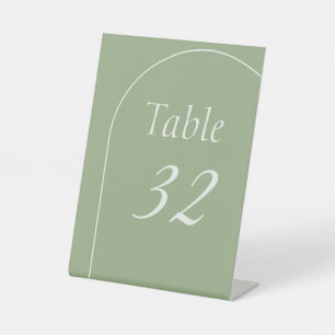 Moderne Salbeigrüne Bogen-Hochzeitstisch-Nummern-S Sockelschild