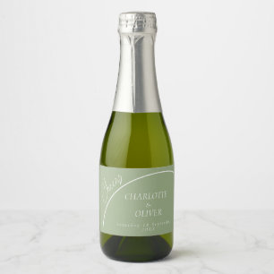 Moderne Salbeigrüne Bogen-Mini-Champagnerflaschen-