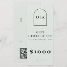 Moderne Salbeigrüne Bogen Salon Geschenkgutschein