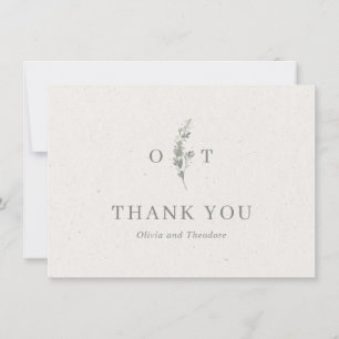 Moderne Salbeigrüne Botanische Elegante Hochzeit Dankeskarte