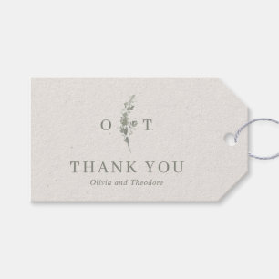 Moderne Salbeigrüne Botanische Elegante Hochzeit Geschenkanhänger