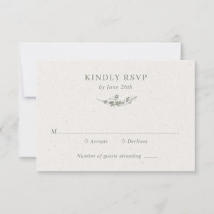 Moderne Salbeigrüne Botanische Elegante Hochzeit RSVP Karte