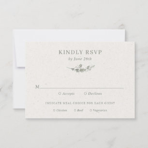Moderne Salbeigrüne Botanische Elegante Hochzeit RSVP Karte