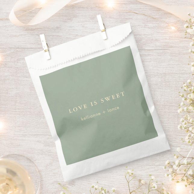 Moderne Salbeigrüne Einfache Hochzeit Geschenktütchen (Ausgeschnitten)