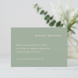 Moderne Salbeigrüne Einfache Hochzeit RSVP Karte
