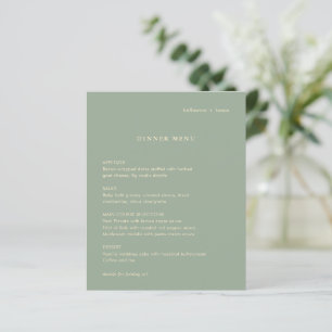 Moderne Salbeigrüne Einfache Hochzeitsmenü