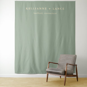 Moderne Salbeigrüne Einfache Hochzeitsrückwand Wandteppich