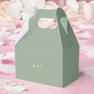 Moderne Salbeigrüne Einfache Monogramm-Hochzeit Geschenkschachtel