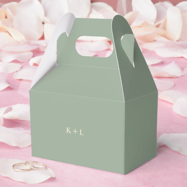 Moderne Salbeigrüne Einfache Monogramm-Hochzeit Geschenkschachtel (Hochzeit)