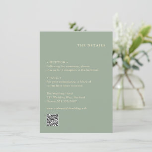 Moderne Salbeigrüne Einfache QR-Code-Hochzeit Begleitkarte