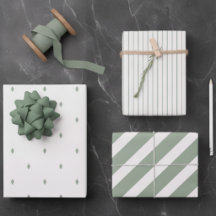 Moderne Salbeigrüne Geschenkpapierbögen 3er-Pack G