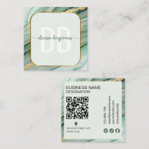 Moderne Salbeigrüne Gold-Monogramm-Qr-Code