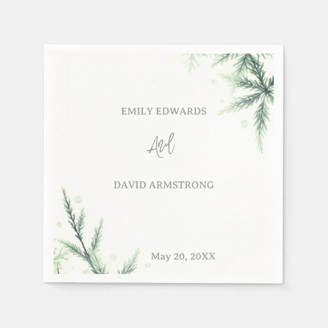 Moderne Salbeigrüne Hochzeitsservietten Serviette (Vorderseite)