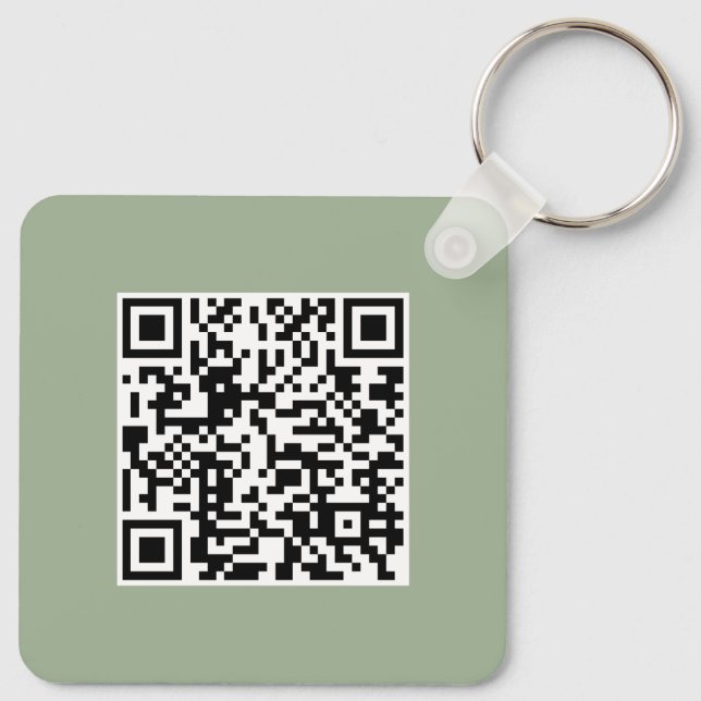 Moderne Salbeigrüne QR-Code-Geschäftsförderung Schlüsselanhänger (Rückseite)