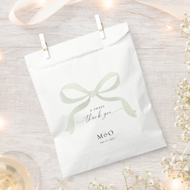 Moderne Salbeigrüne Schleife Eine süße Dankeschön- Geschenktütchen (Ausgeschnitten)