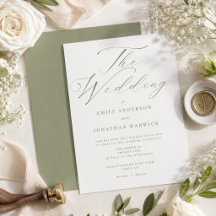 Moderne Salbeigrüne und Weiße Einfache Hochzeit