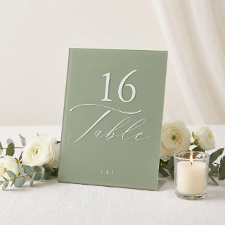 Moderne Salbeigrüne und Weiße Einfache Hochzeit Sockelschild