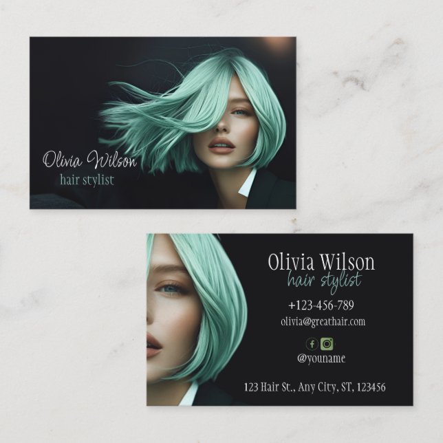 Moderne Salon Business Card Visitenkarte (Vorne/Hinten)