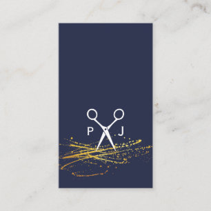 Moderne Salon Shears Monogram / Gold Spatter Visitenkarte