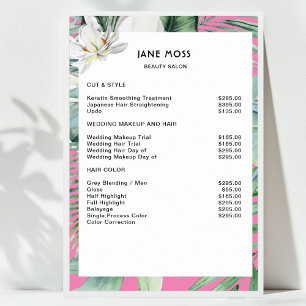 Moderne Salon Watercolor Tropenpreisliste Poster