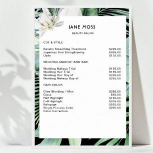Moderne Salon Watercolor Tropenpreisliste Poster